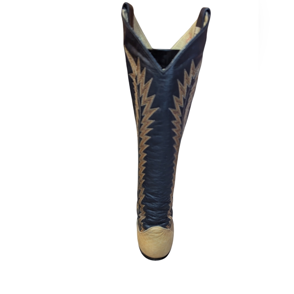 Larry Mahan Black and Tan Heeled Boots - Picture 11 of 12